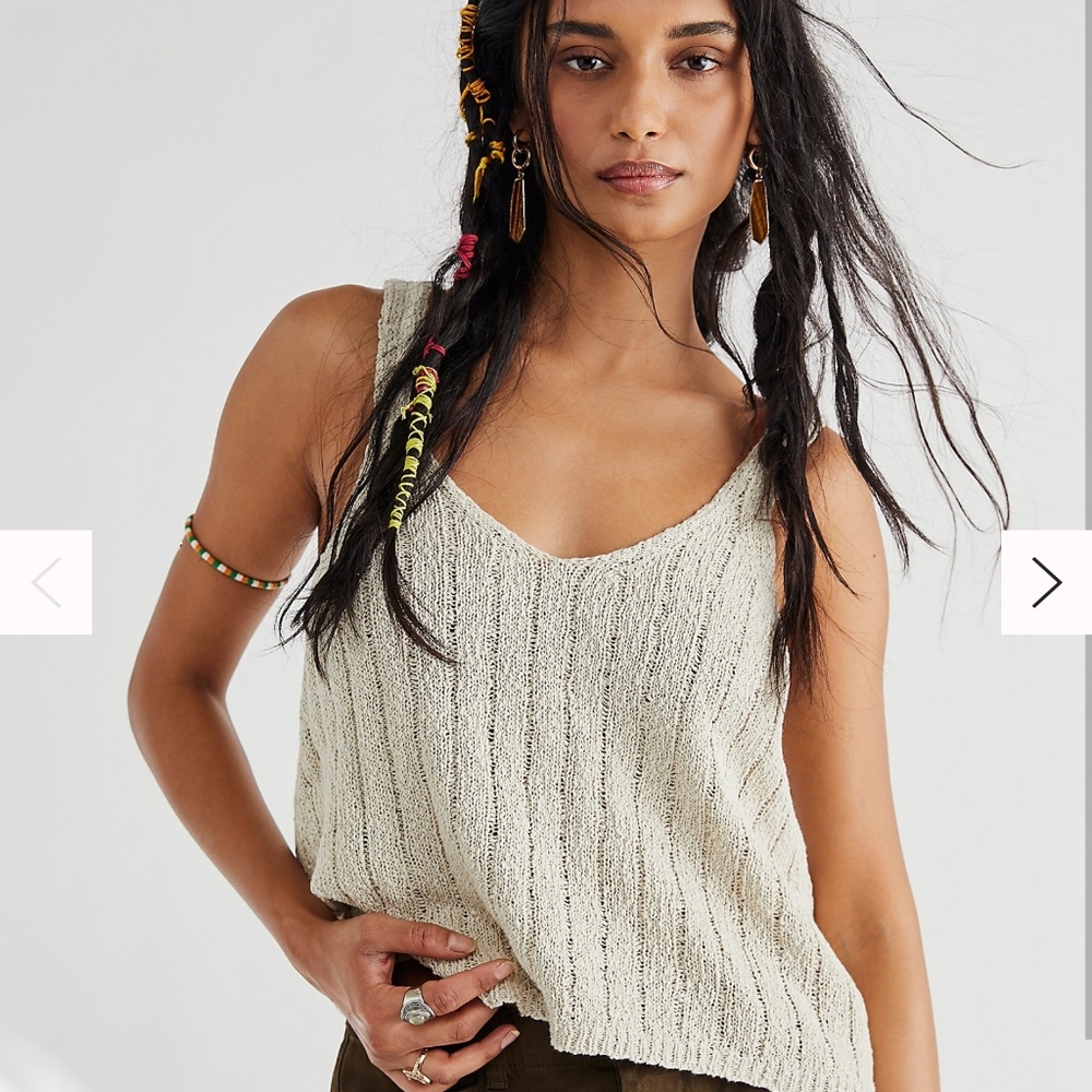 Free People Cream Knit Tank Top